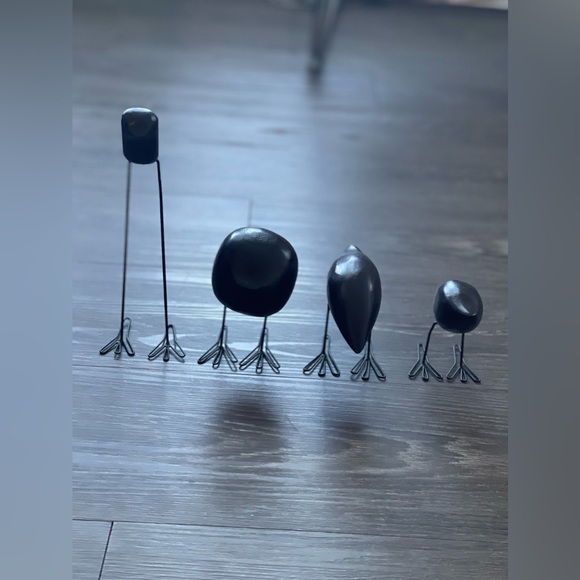 FISKELAGE Dark Wood 4 Metal BIRD Figures W/ Metal Legs Minimalist Modern IKEA - Picture 4 of 4
